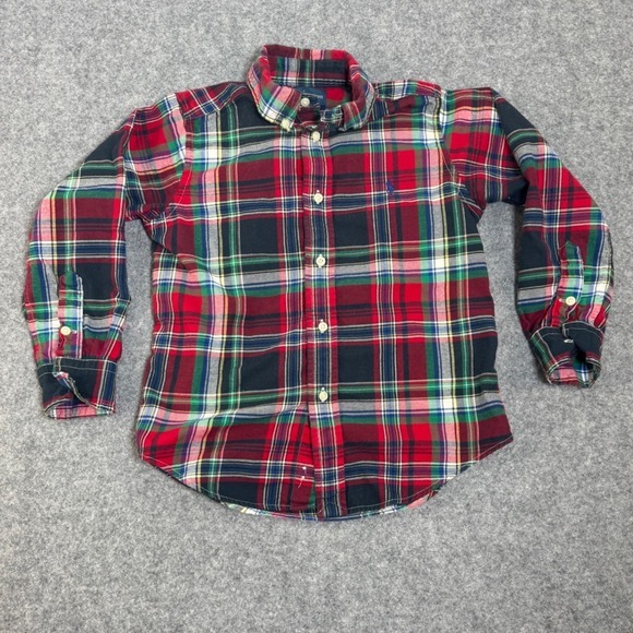 Ralph Lauren Other - Ralph Lauren Boys Size 5 Plaid Flannel‎ Button Down Shirt Red Green Blue Cotton